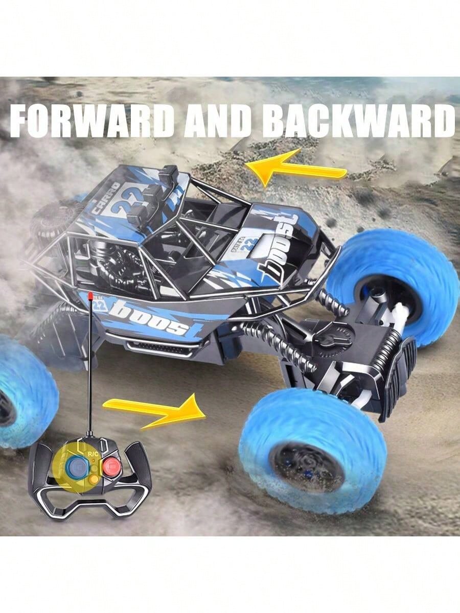 Rechargeable Off-Road RC Car for Kids with Lights, 4-Channel Racing and Outdoor Climbing Play, Dark Blue or Black Green Remote Control Vehicle