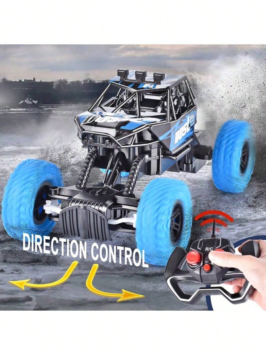 Rechargeable Off-Road RC Car for Kids with Lights, 4-Channel Racing and Outdoor Climbing Play, Dark Blue or Black Green Remote Control Vehicle