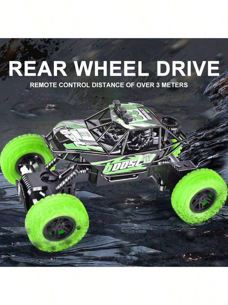 Rechargeable Off-Road RC Car for Kids with Lights, 4-Channel Racing and Outdoor Climbing Play, Dark Blue or Black Green Remote Control Vehicle