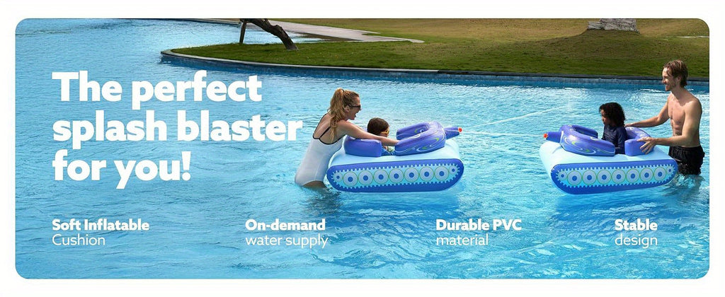 Inflatable Tank Pool Float for Kids 44 Inch with Water Gun Pool Battle Toy Puncture-Resistant Air Cushion Seat Summer Water Fight Gift for Boys Girls