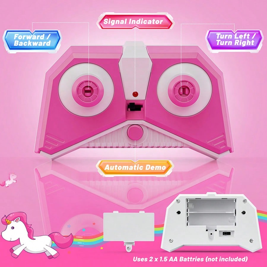 Unicorn Remote Control Stunt Car with 360-Degree Spins, 4WD Double-Sided Driving and LED Lights, 2.4GHz Electric Vehicle Toy for Kids Birthday Gifts