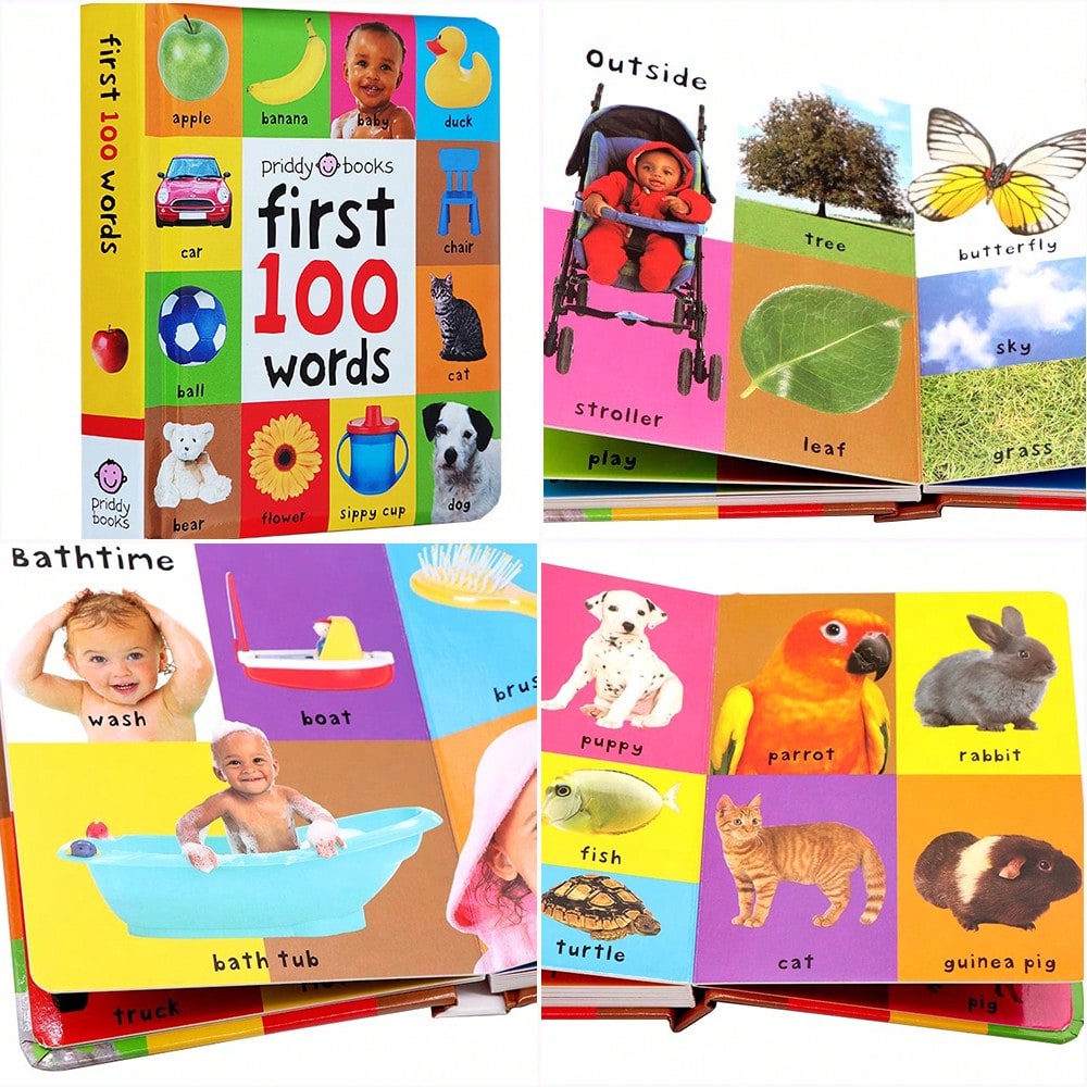 First Words Books for Kids, English Vocabulary Learning with Animals, Trucks, Dinosaurs, Numbers, Colors and Shapes Theme Options