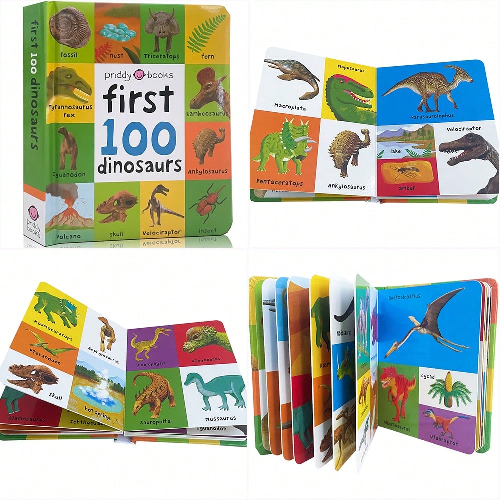 First Words Books for Kids, English Vocabulary Learning with Animals, Trucks, Dinosaurs, Numbers, Colors and Shapes Theme Options