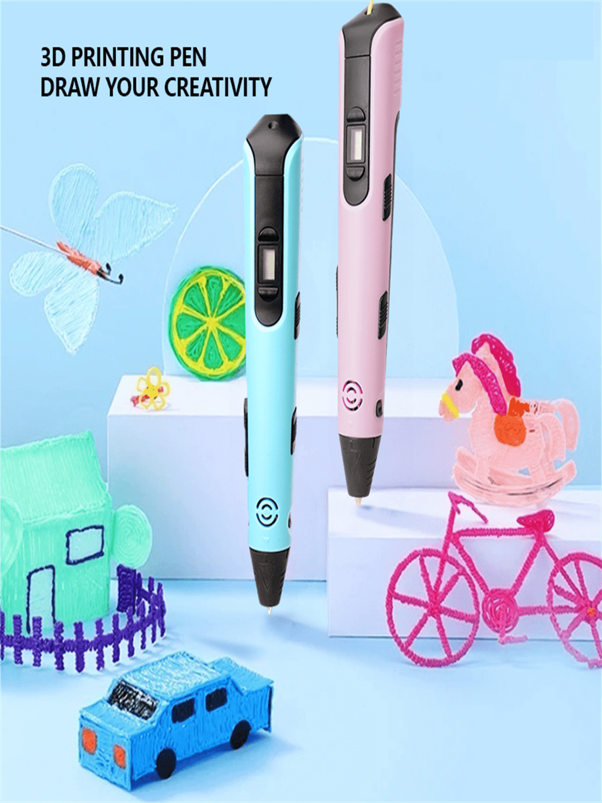 3D Doodle Pen for Kids with 3 Adjustable Speeds and One-Click Filament Replacement, Creative DIY Drawing Tool with Separate Refill Options