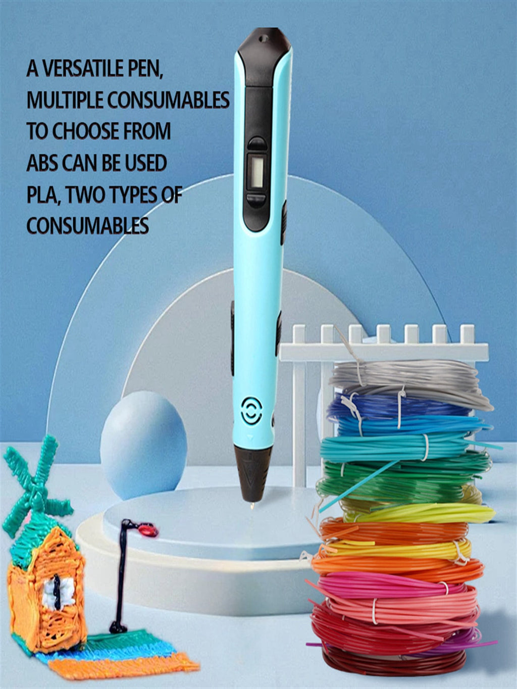 3D Doodle Pen for Kids with 3 Adjustable Speeds and One-Click Filament Replacement, Creative DIY Drawing Tool with Separate Refill Options