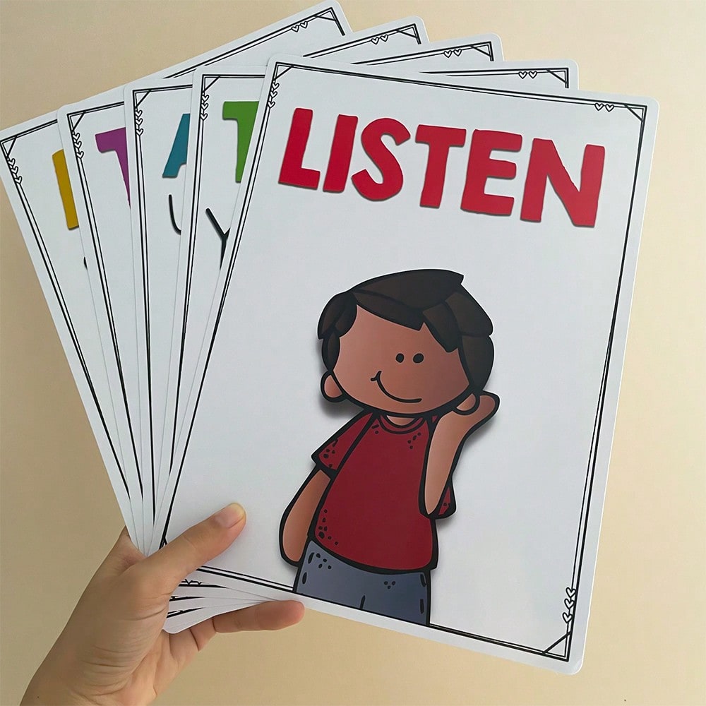 Classroom Rules Posters for Kids, Lachilly 10-Piece Good Habits and Etiquette Wall Decor Set for Preschool, Daycare, Kindergarten and Home Learning