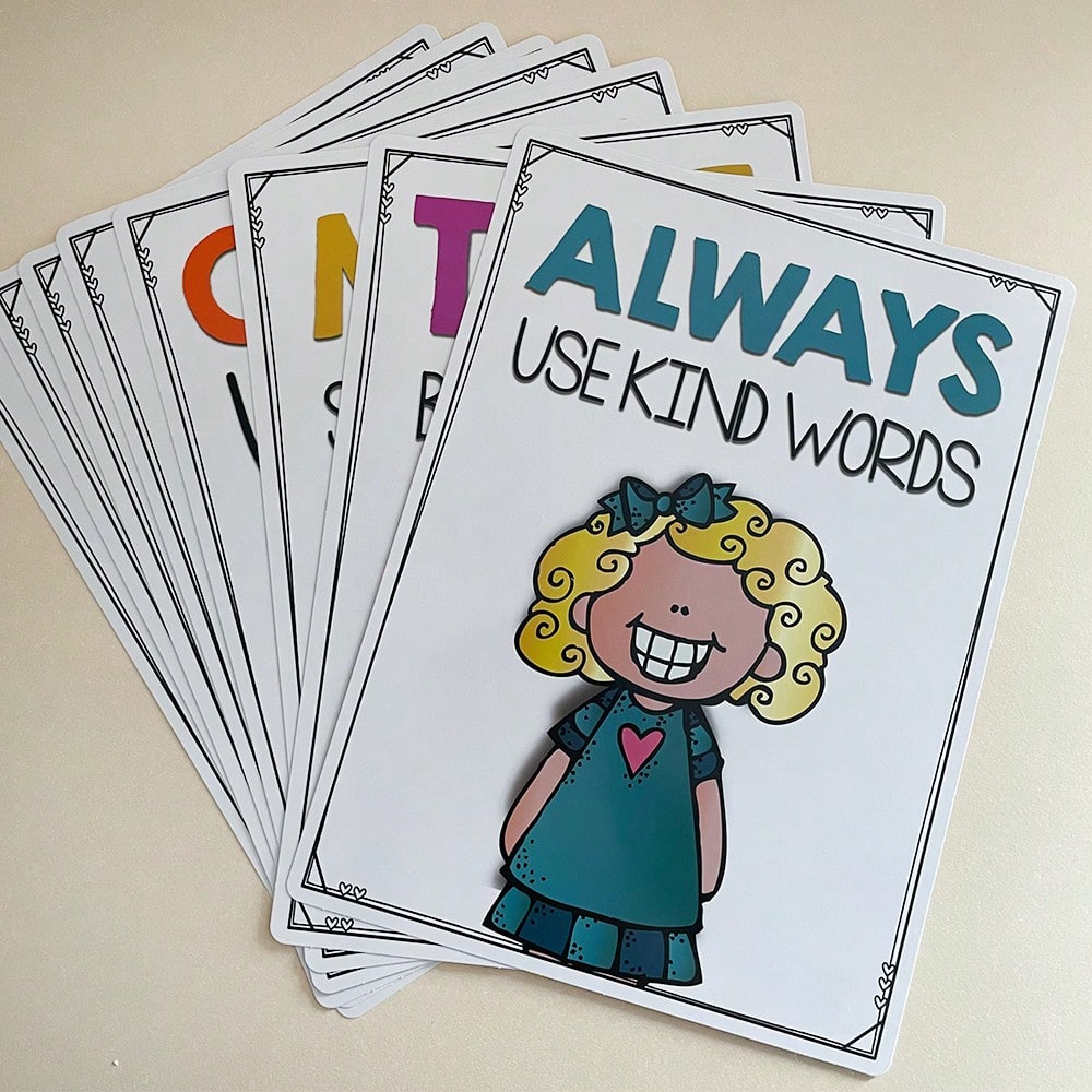 Classroom Rules Posters for Kids, Lachilly 10-Piece Good Habits and Etiquette Wall Decor Set for Preschool, Daycare, Kindergarten and Home Learning