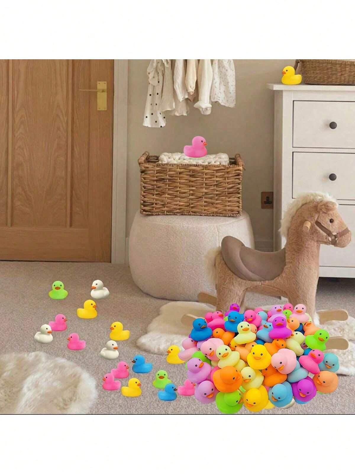 Colorful Rubber Ducks 12 or 24 Pack, Random Color Bath & Pool Toys for Summer Beach Parties, Birthday Party Favors and Duck-Themed Decorations