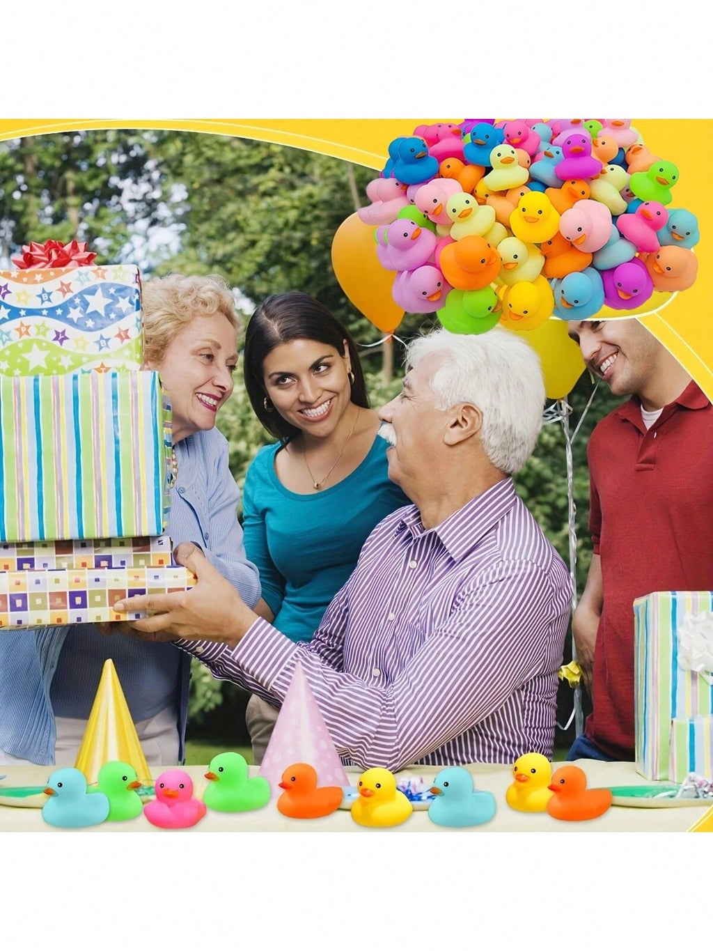 Colorful Rubber Ducks 12 or 24 Pack, Random Color Bath & Pool Toys for Summer Beach Parties, Birthday Party Favors and Duck-Themed Decorations