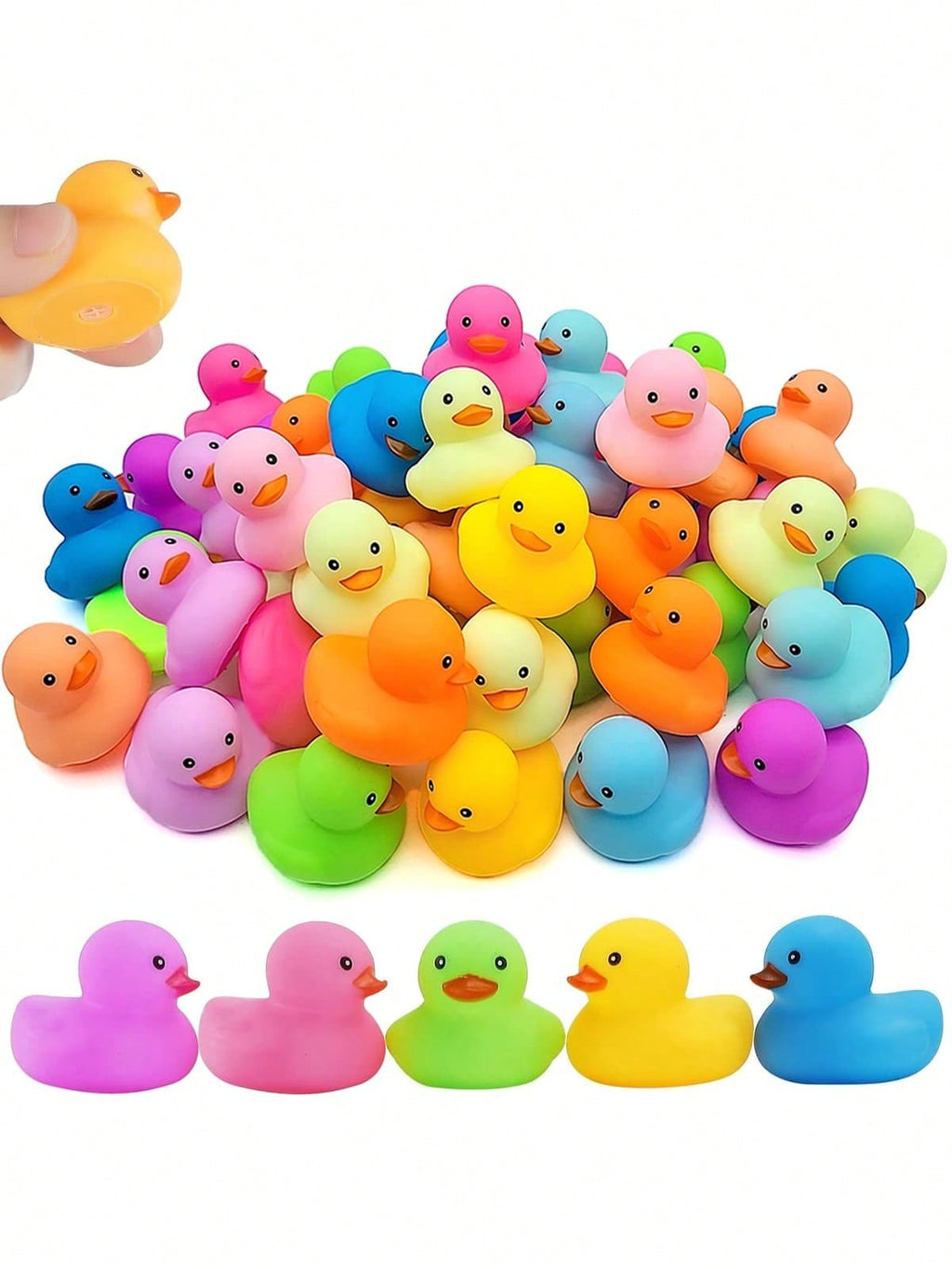Colorful Rubber Ducks 12 or 24 Pack, Random Color Bath & Pool Toys for Summer Beach Parties, Birthday Party Favors and Duck-Themed Decorations