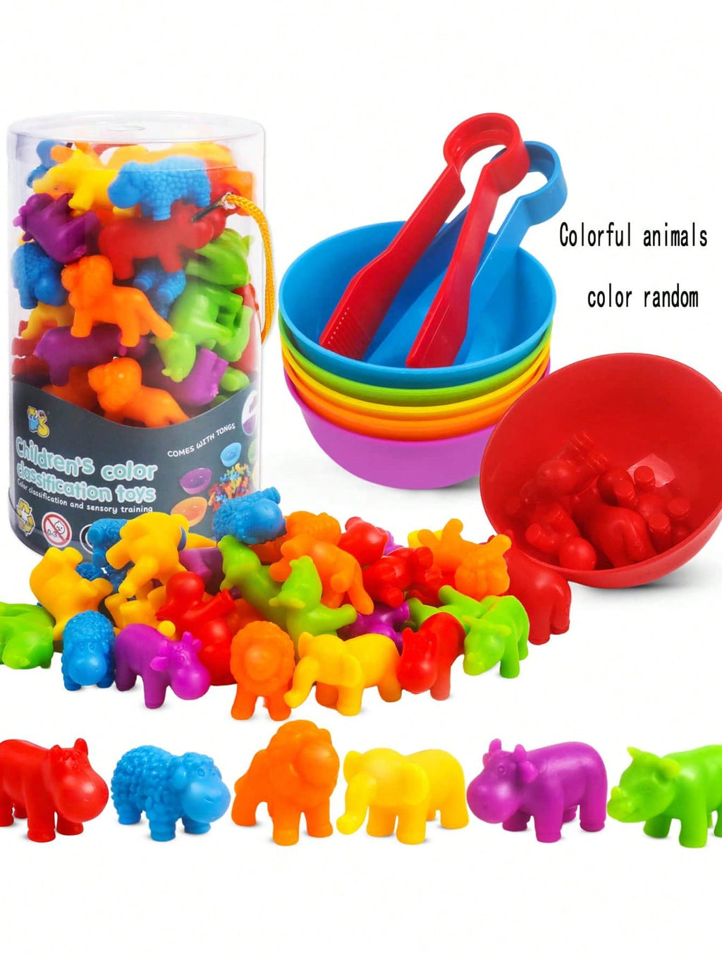 Animal Counting and Sorting Toy Set with Bowls for Kids Ages 3+, Montessori-Inspired Color Matching and Preschool Math Activity Gift