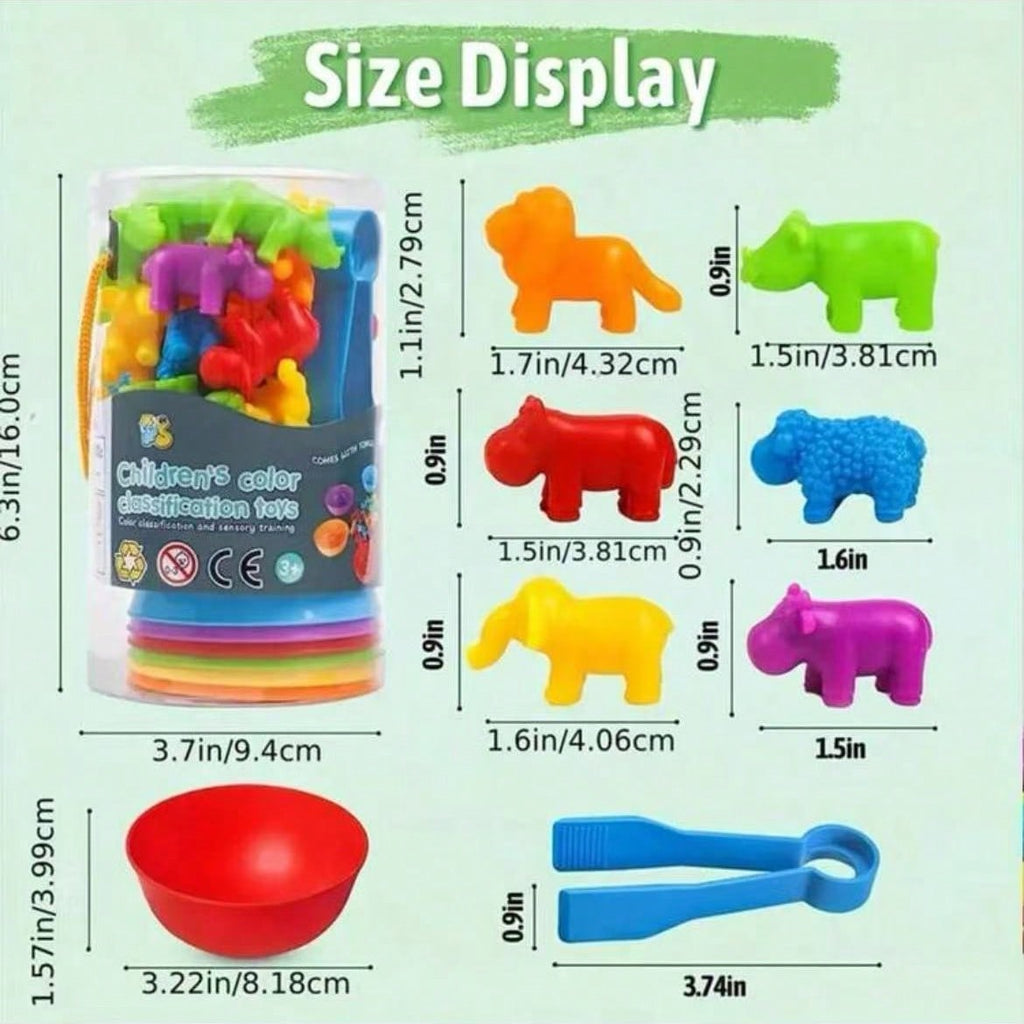 Animal Counting and Sorting Toy Set with Bowls for Kids Ages 3+, Montessori-Inspired Color Matching and Preschool Math Activity Gift