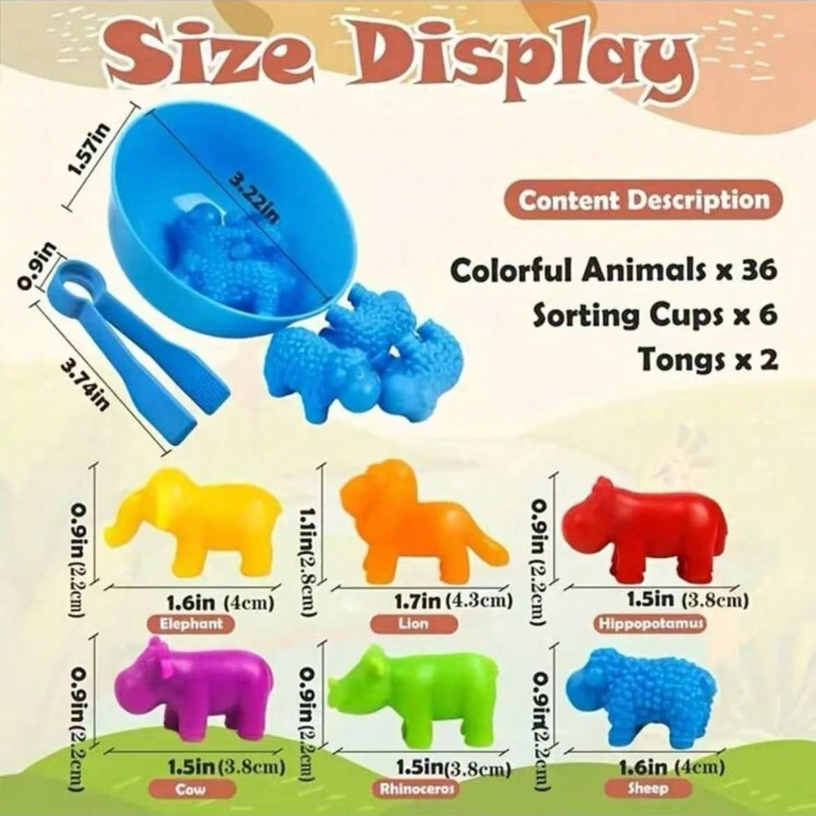 Animal Counting and Sorting Toy Set with Bowls for Kids Ages 3+, Montessori-Inspired Color Matching and Preschool Math Activity Gift