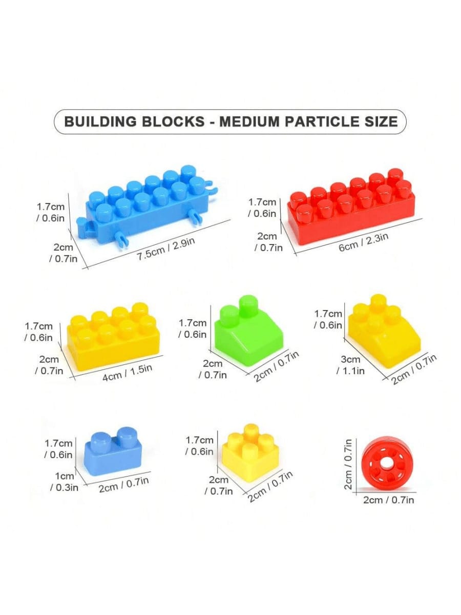 Interlocking Building Blocks Set, 100-440 Pieces of Colorful Medium-Sized DIY Bricks for Creative Construction Play and Birthday Christmas Gifts