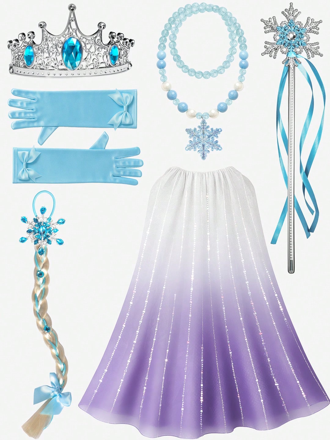 Blue Light Up Princess Dress for Girls, Kids Dress Up Costume for Birthday Parties, Halloween Cosplay, Holiday Celebrations and Imaginative Play