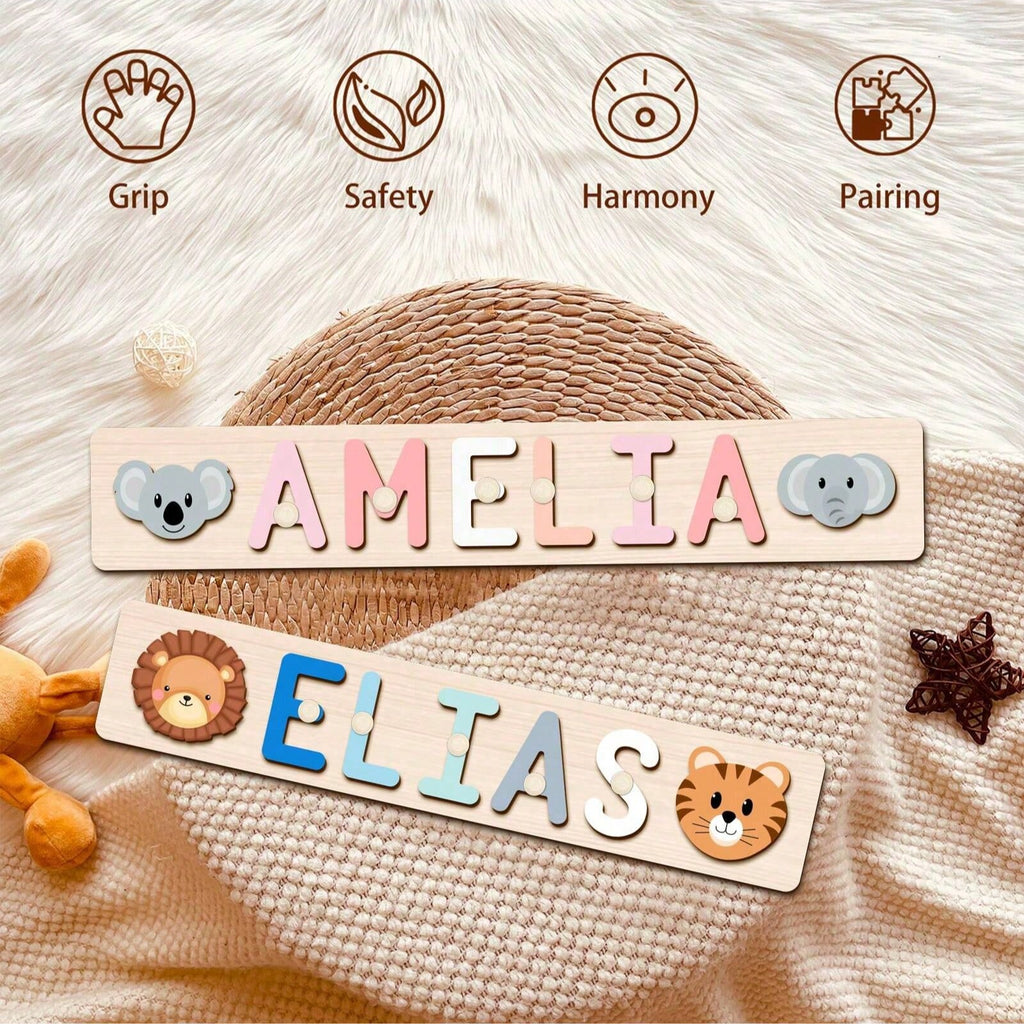 Personalized Name Puzzle Board with 3D Letters, Custom Name Matching Activity in Rainbow and Pastel Styles, Birthday and Easter Gift