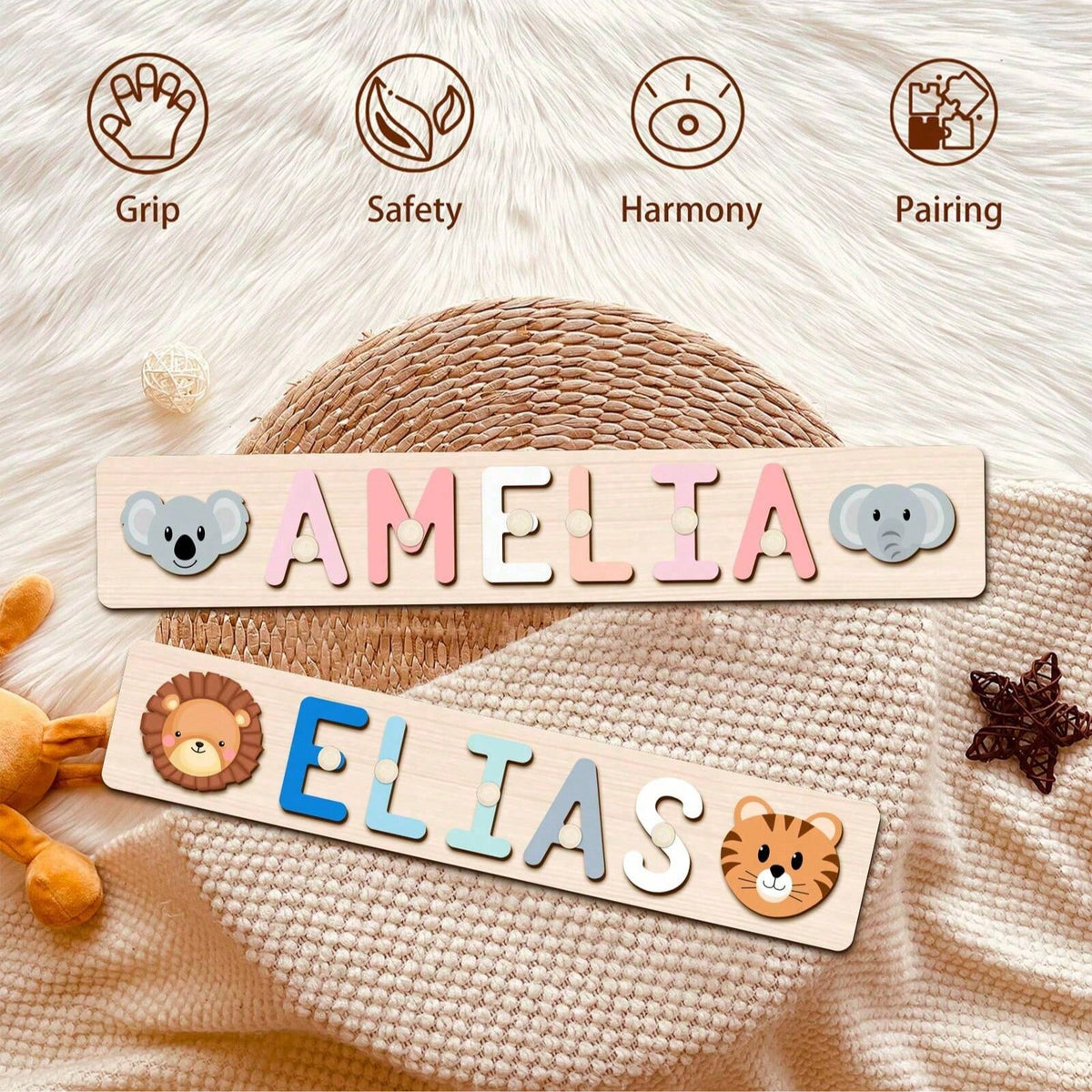 Personalized Name Puzzle Board with 3D Letters, Custom Name Matching Activity in Rainbow and Pastel Styles, Birthday and Easter Gift