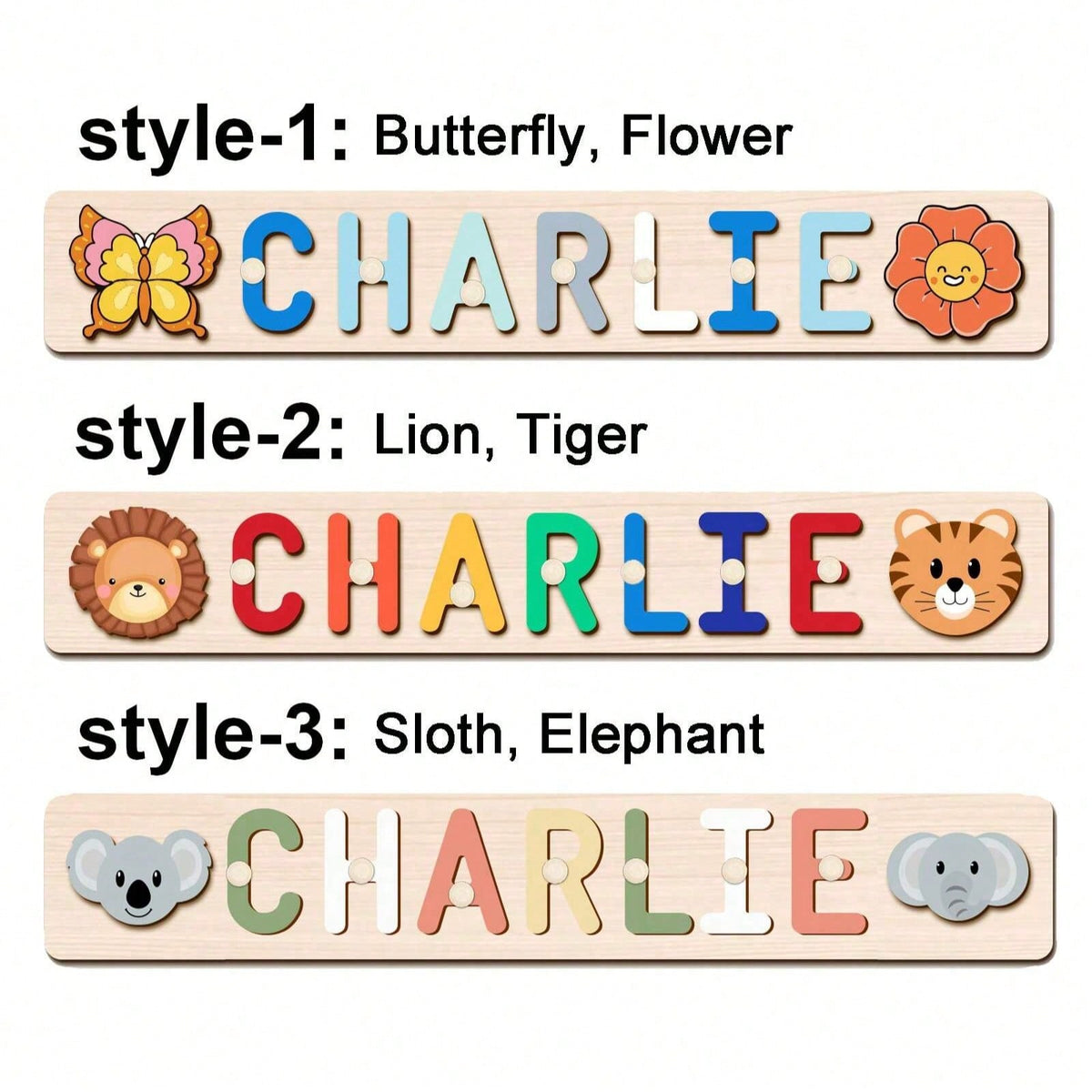 Personalized Name Puzzle Board with 3D Letters, Custom Name Matching Activity in Rainbow and Pastel Styles, Birthday and Easter Gift