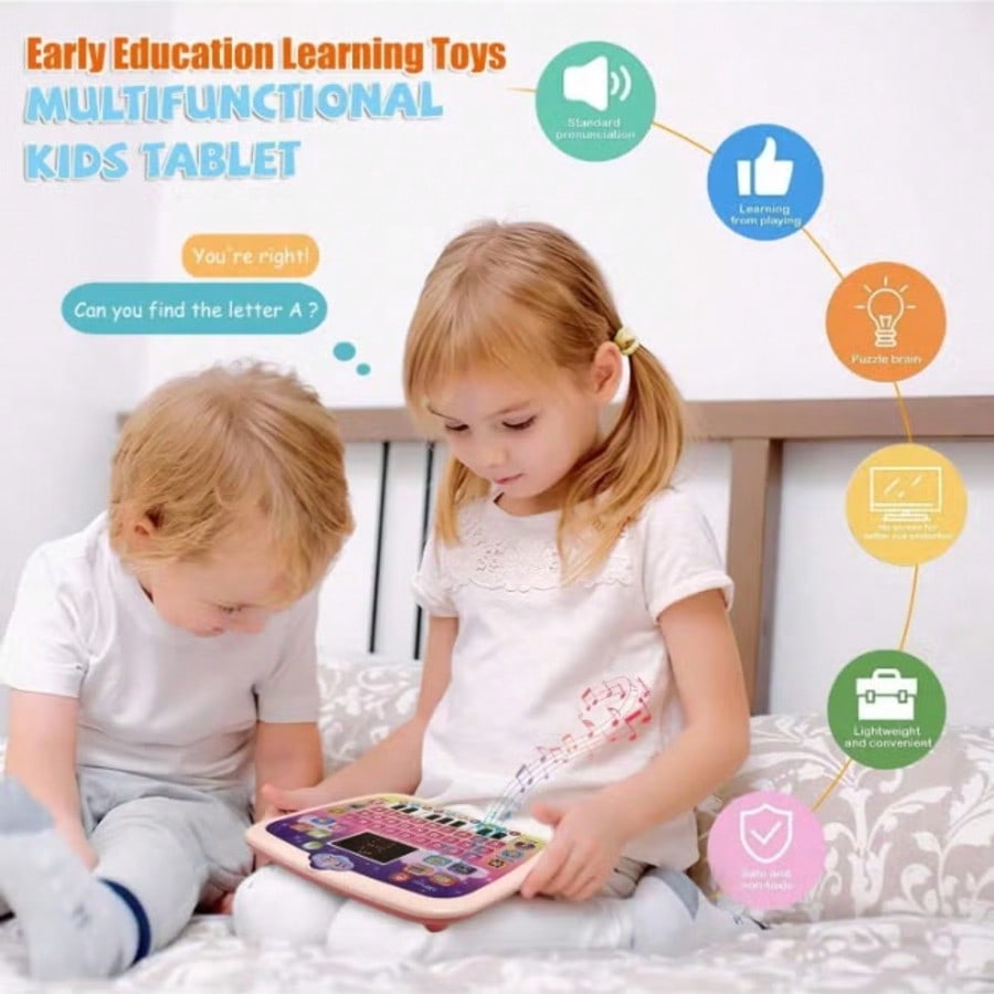 Preschool Learning Pad for Kids Ages 3+, Interactive Electronic Alphabet, Numbers, Words, Music and Math Toy for Home Activities and Educational Gifts