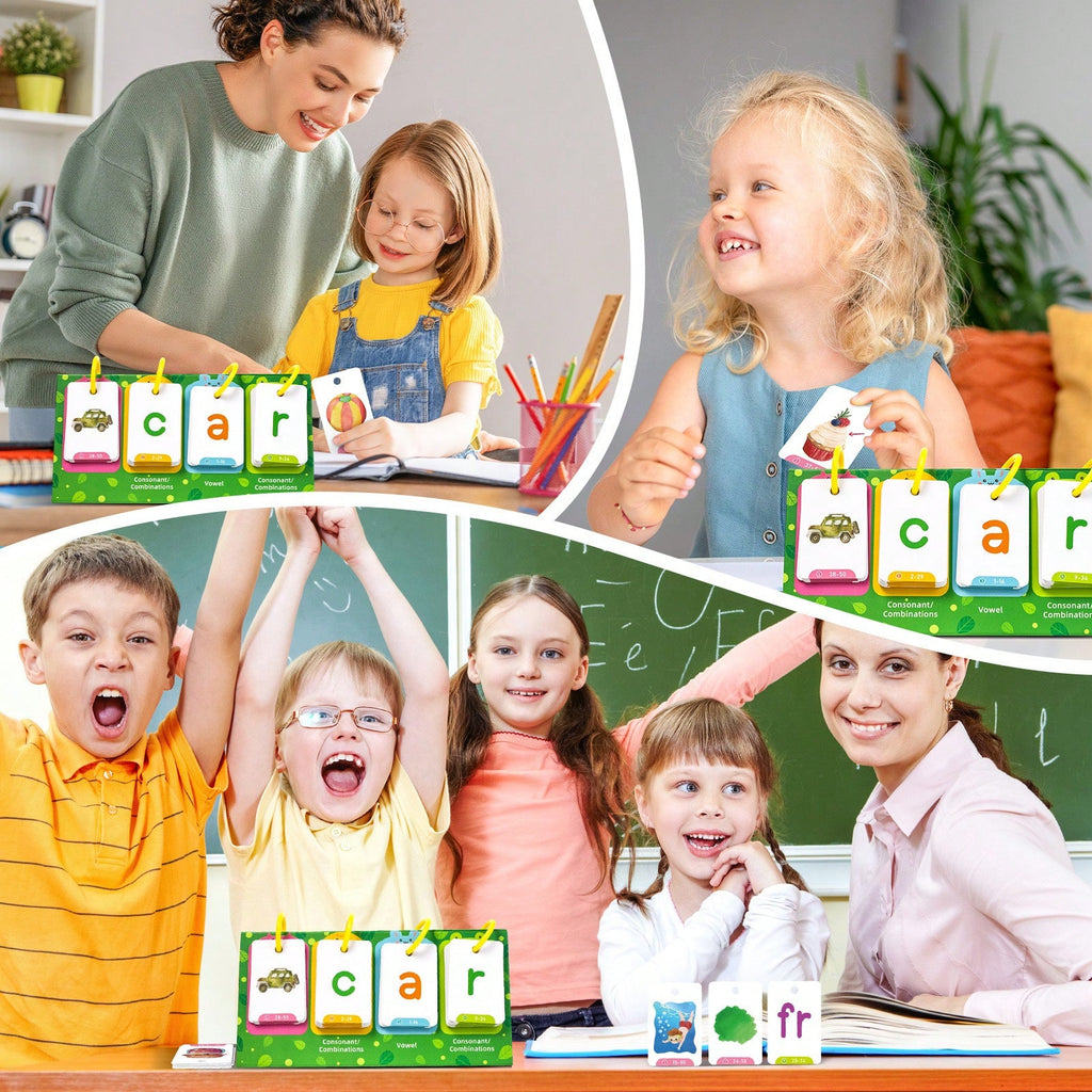 CVC Word Games for Kids with Illustrated English Learning Cards for Phonics, Spelling and Sentence Building, Desktop Homeschool Reading Activities