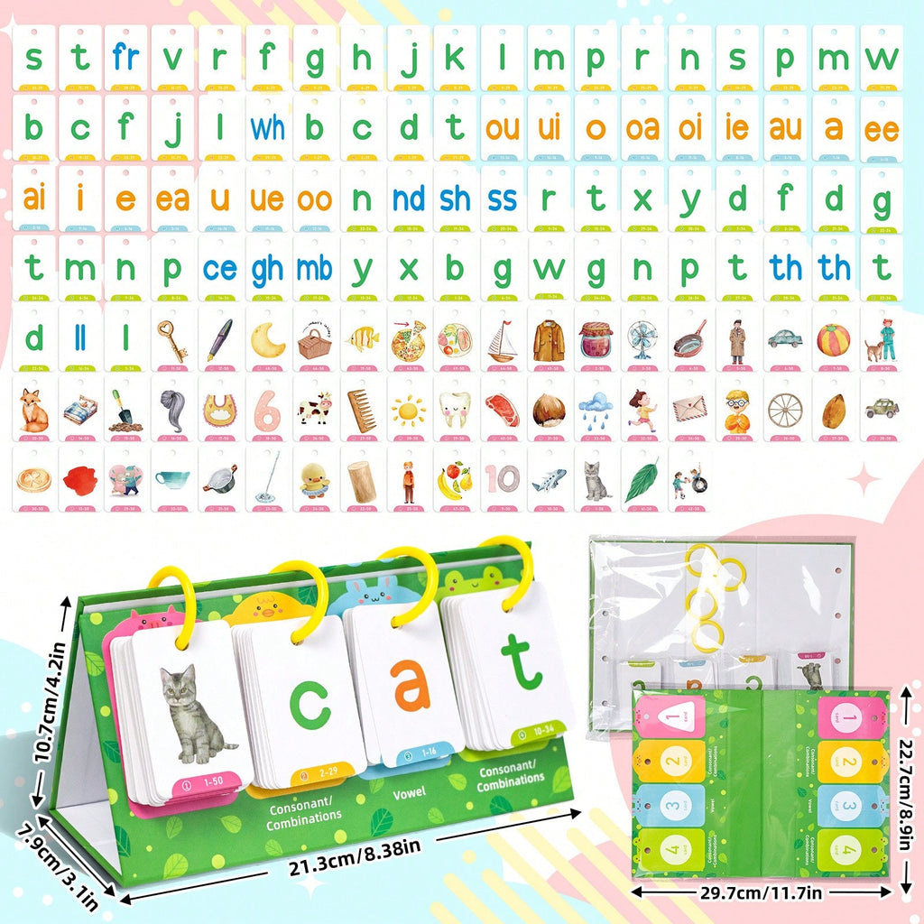 CVC Word Games for Kids with Illustrated English Learning Cards for Phonics, Spelling and Sentence Building, Desktop Homeschool Reading Activities