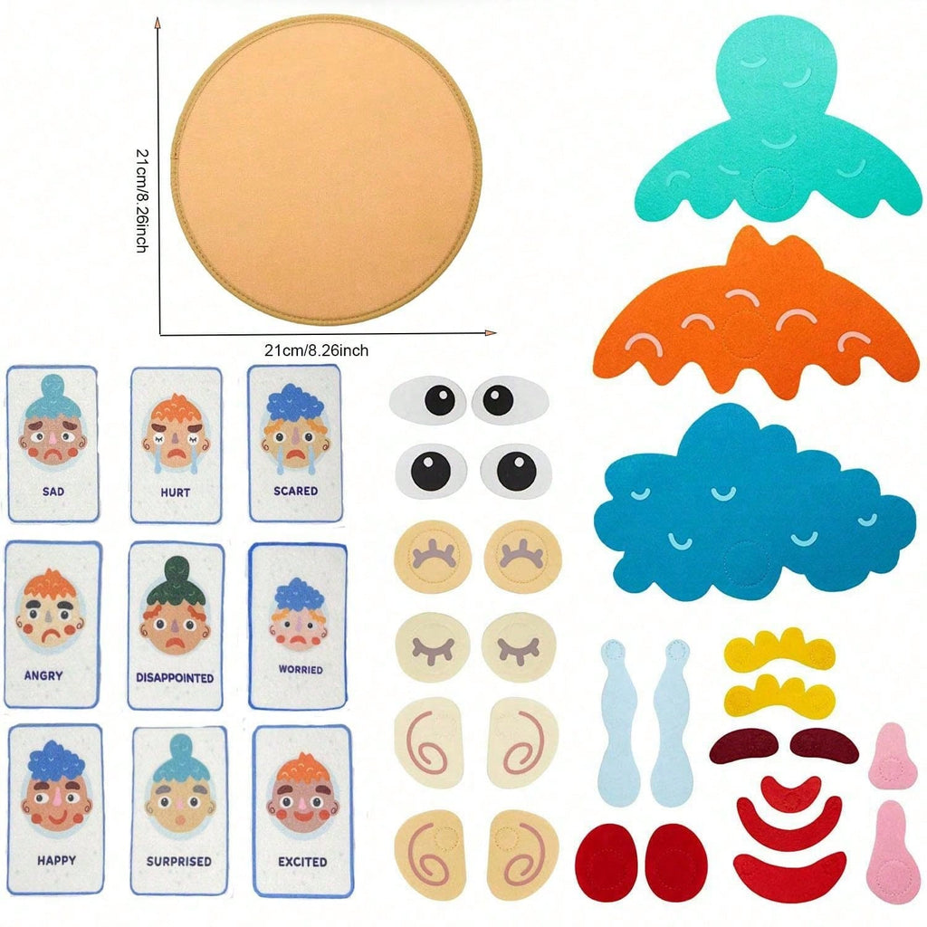 Facial Expression Learning Toy with 9 Emotion Cards, Montessori-Inspired Face Board Game for Preschool Social Emotional Learning and Feelings Activities