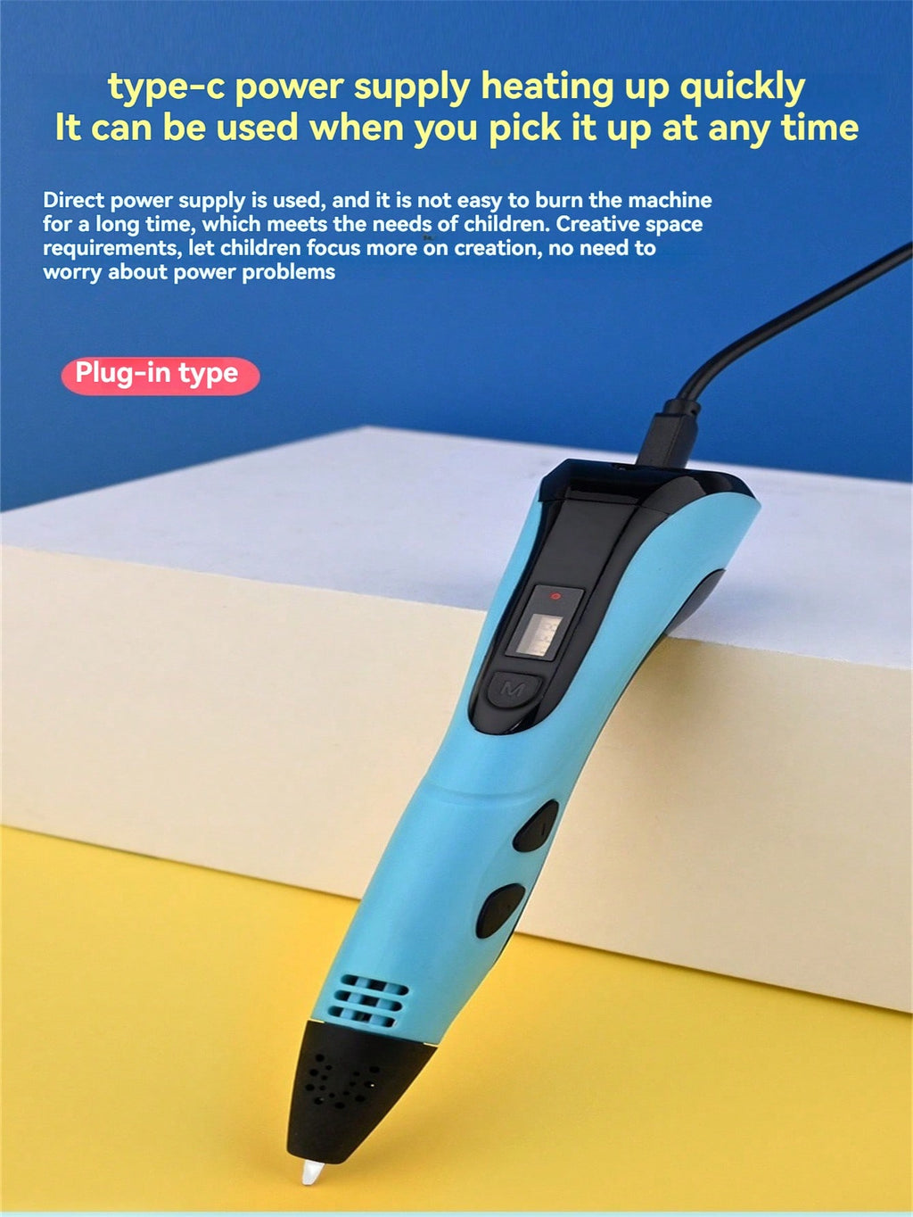 3D Printing Pen for Kids with 3 Adjustable Speeds, DIY Doodle Drawing Tool and Color Refill Options for Supervised Creative STEM Activities