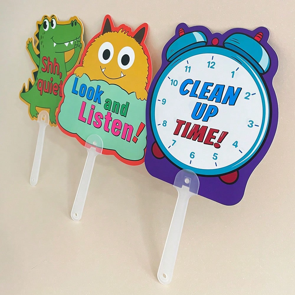 Classroom Management Signs, 8-Piece Plastic Teaching Aid Set for Preschool Rules, Group Activities, Homeschool Learning and Playroom Routines