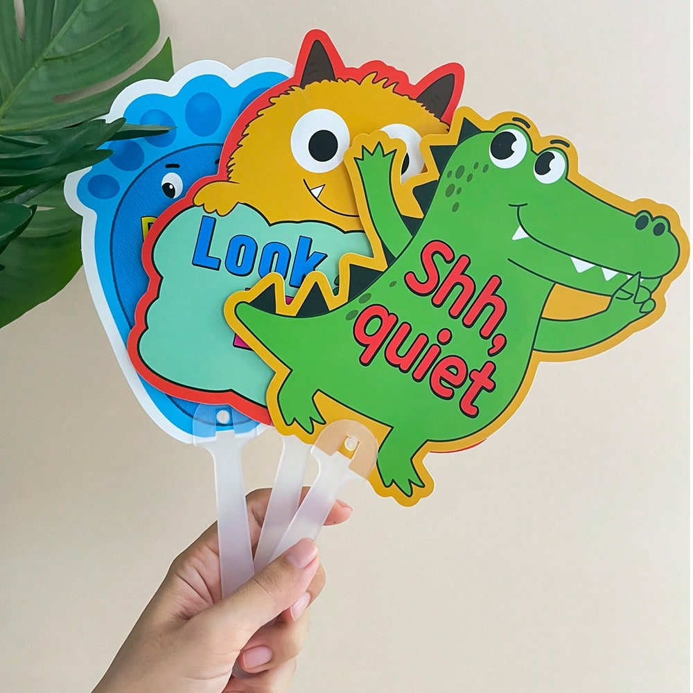 Classroom Management Signs, 8-Piece Plastic Teaching Aid Set for Preschool Rules, Group Activities, Homeschool Learning and Playroom Routines