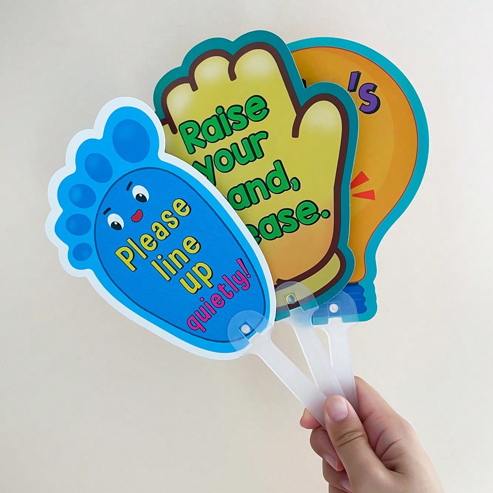 Classroom Management Signs, 8-Piece Plastic Teaching Aid Set for Preschool Rules, Group Activities, Homeschool Learning and Playroom Routines