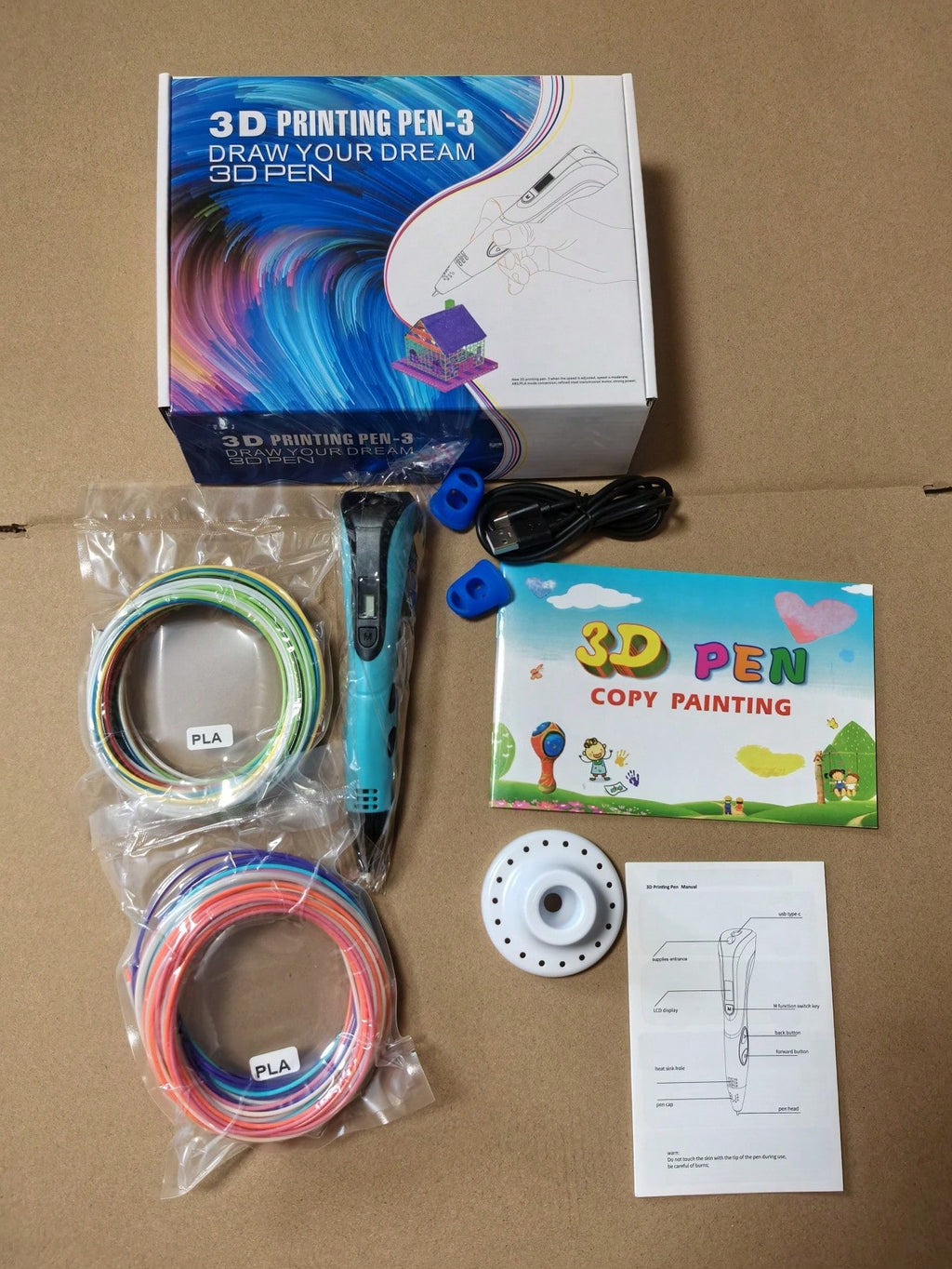 3D Printing Pen for Kids with 3 Adjustable Speeds, DIY Doodle Drawing Tool and Color Refill Options for Supervised Creative STEM Activities