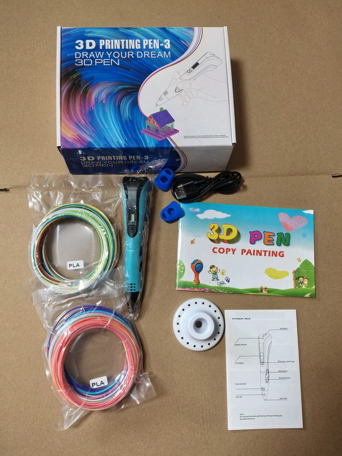 3D Printing Pen for Kids with 3 Adjustable Speeds, DIY Doodle Drawing Tool and Color Refill Options for Supervised Creative STEM Activities
