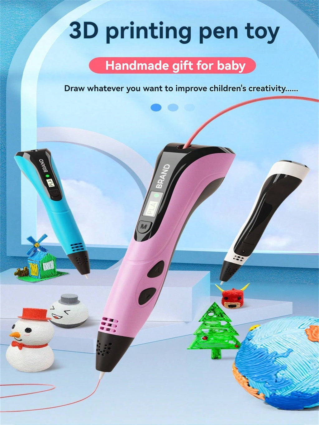3D Printing Pen for Kids with 3 Adjustable Speeds, DIY Doodle Drawing Tool and Color Refill Options for Supervised Creative STEM Activities
