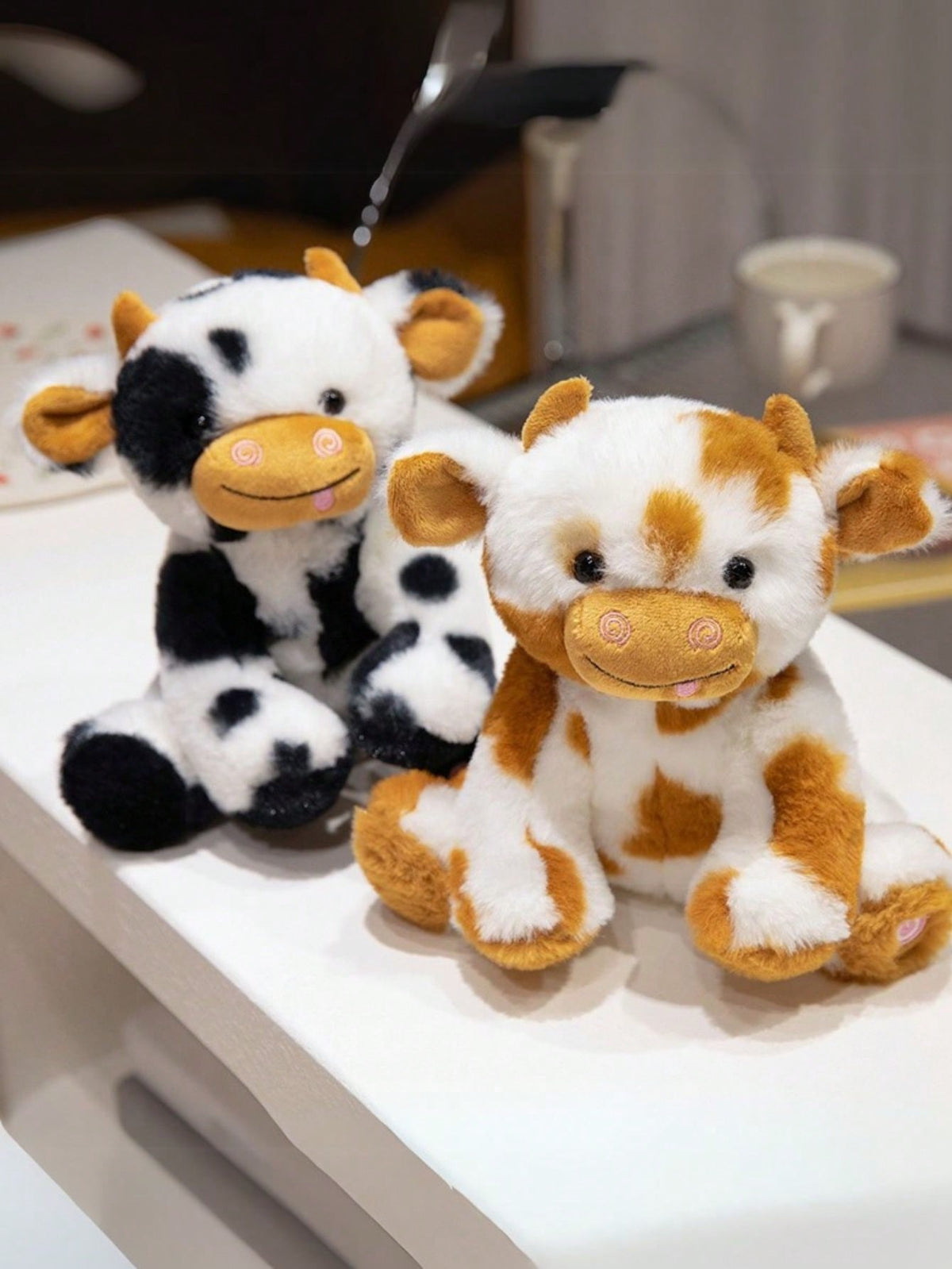 Light Up Cow Stuffed Animal with LED Glow, Soft Spotted Plush Doll in Black or Brown and White, 20cm or 25cm, Birthday Gift and Bedroom Decor