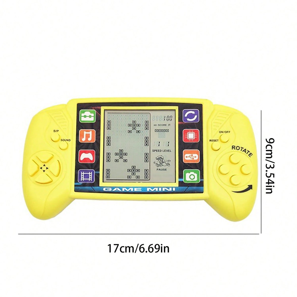 23-in-1 Retro Handheld Game Console for Kids with Large Screen, 2 AA Battery Powered Classic Gaming Toy in Yellow or Black, Gift Idea