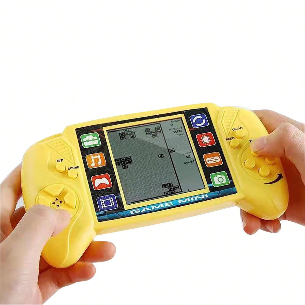 23-in-1 Retro Handheld Game Console for Kids with Large Screen, 2 AA Battery Powered Classic Gaming Toy in Yellow or Black, Gift Idea