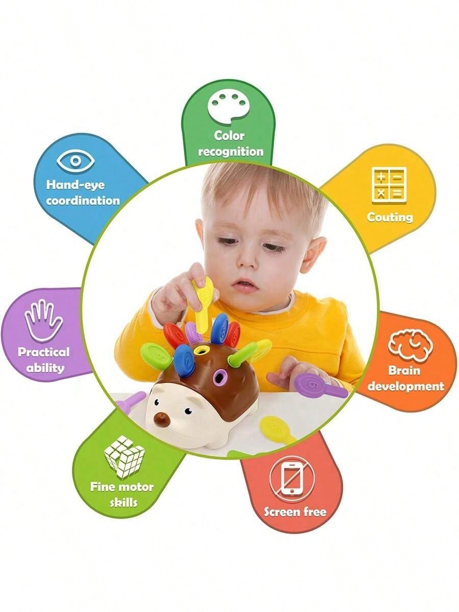 Hedgehog Fine Motor Toy for Toddlers, Montessori-Inspired Counting and Sorting Learning Set for Hands-On Puzzle Play and Early Math Activities