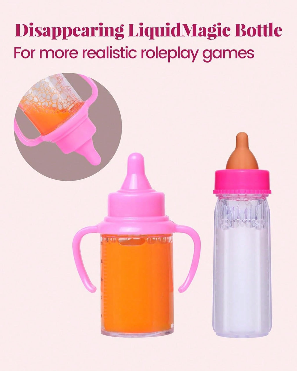 Doll Feeding Accessories for 12 Inch Baby Dolls, BABESIDE 10 Piece Pretend Play Care Set for Kids Ages 3+, Multicolor Gift, Doll Not Included