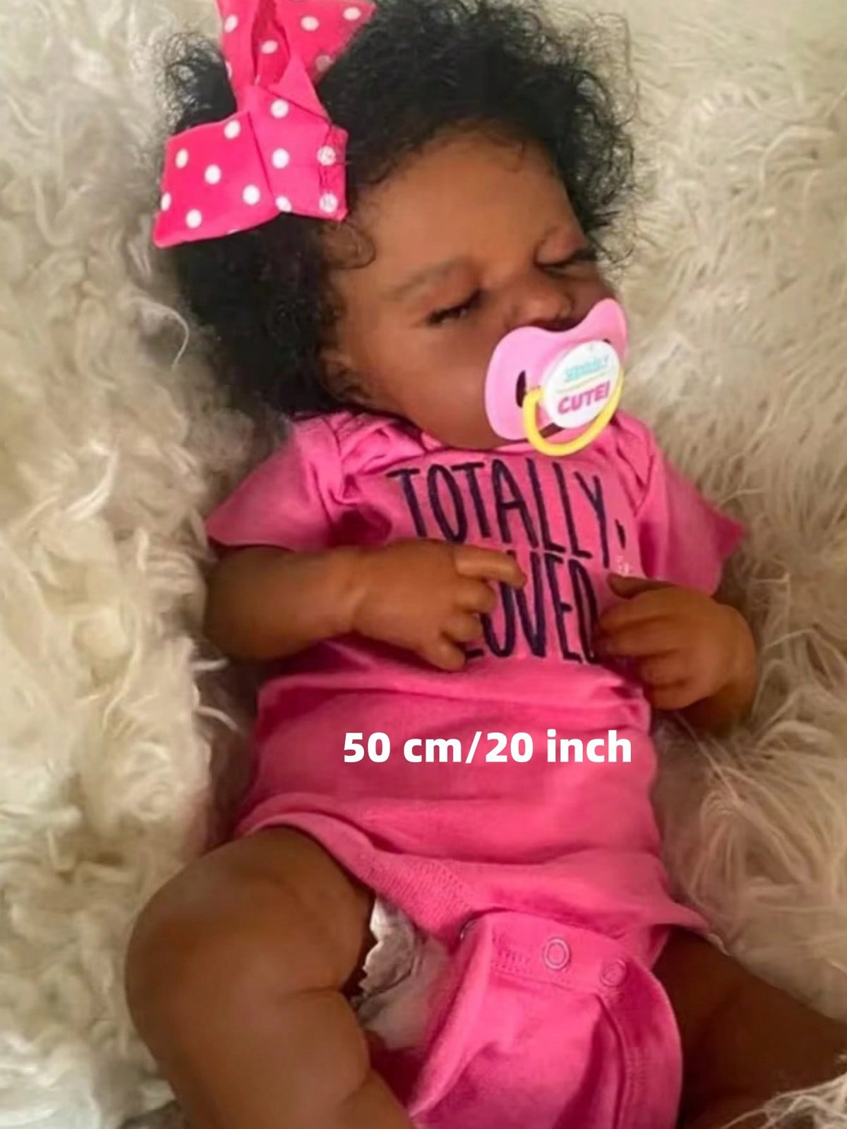 Black Reborn Baby Doll 20 Inch, Lifelike Newborn with Soft Cloth Body, Handmade Art Doll for Pretend Care Play and Gifts for Kids Ages 3+