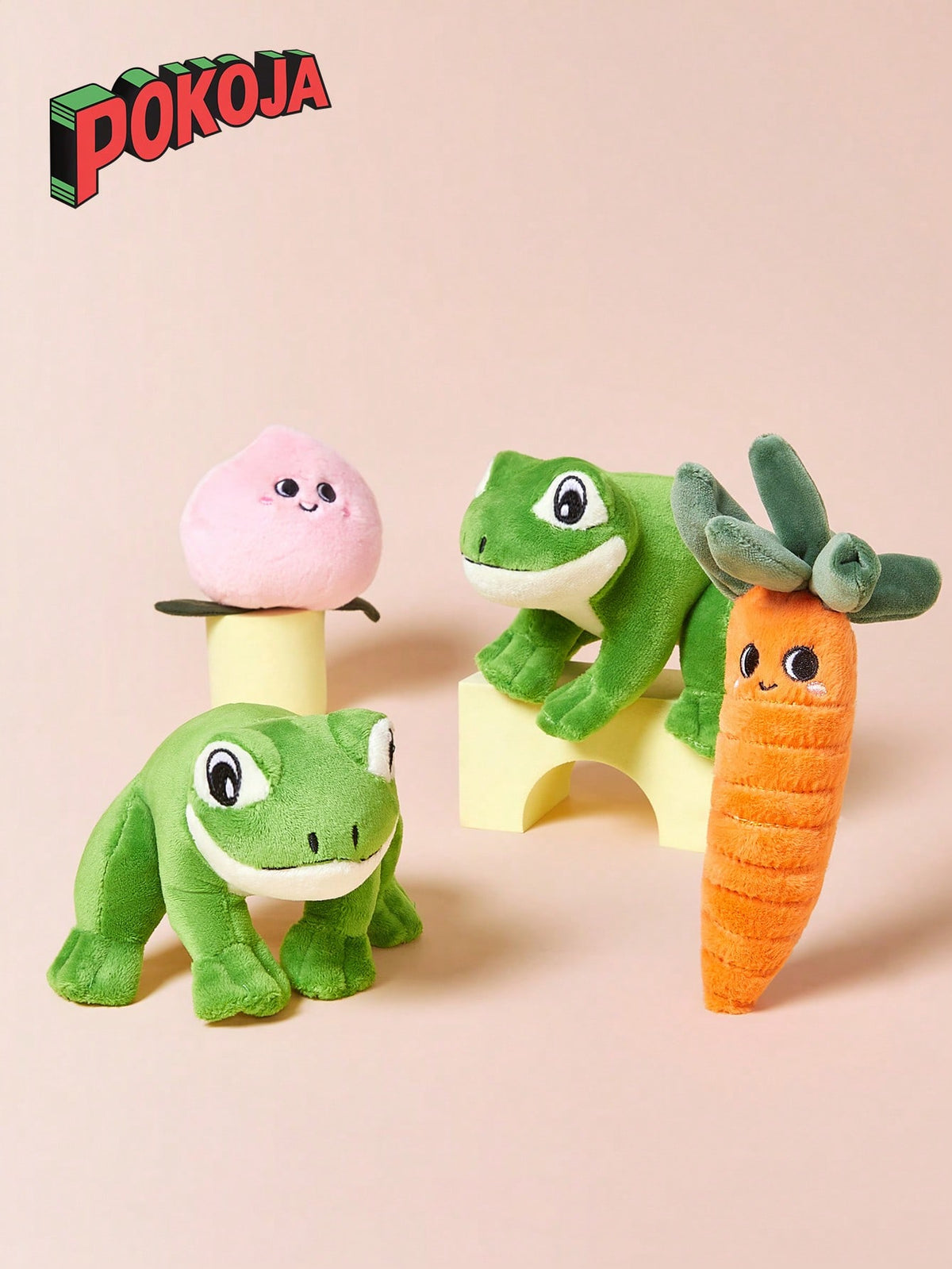 Green Frog Plush Hanging Ornament by POKOJA LAND, 13cm or Frog and Carrot Option, Stuffed Toy Pendant for Festival Decor and Birthday Gifts