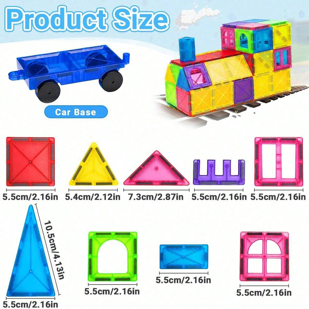 Magnetic Construction Blocks for Kids, Multicolor Building and Stacking Sets for Creative STEM Play, Pretend Scenes and Birthday Christmas Gifts