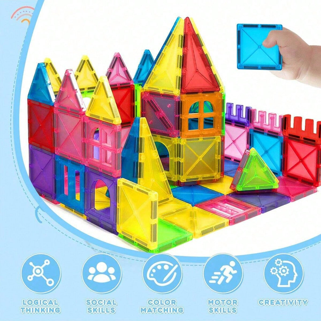 Magnetic Construction Blocks for Kids, Multicolor Building and Stacking Sets for Creative STEM Play, Pretend Scenes and Birthday Christmas Gifts