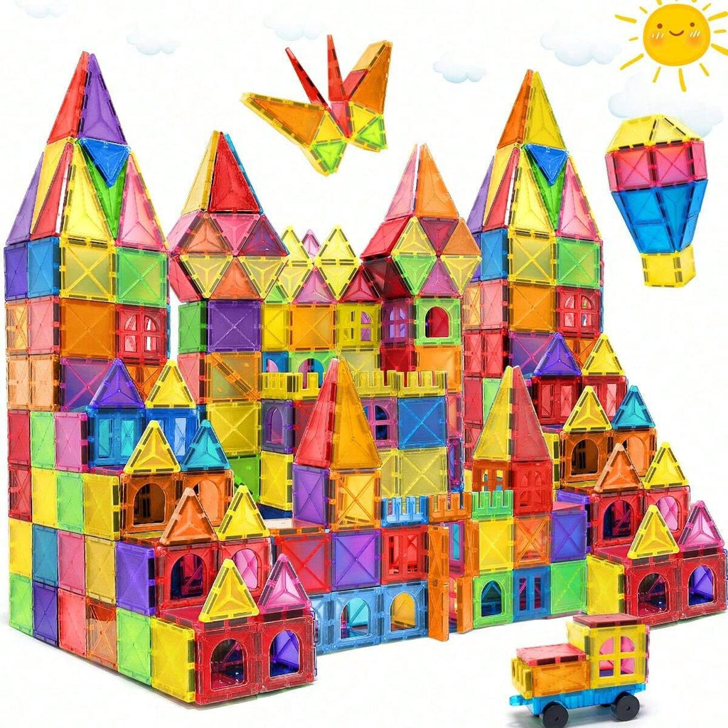 Magnetic Construction Blocks for Kids, Multicolor Building and Stacking Sets for Creative STEM Play, Pretend Scenes and Birthday Christmas Gifts