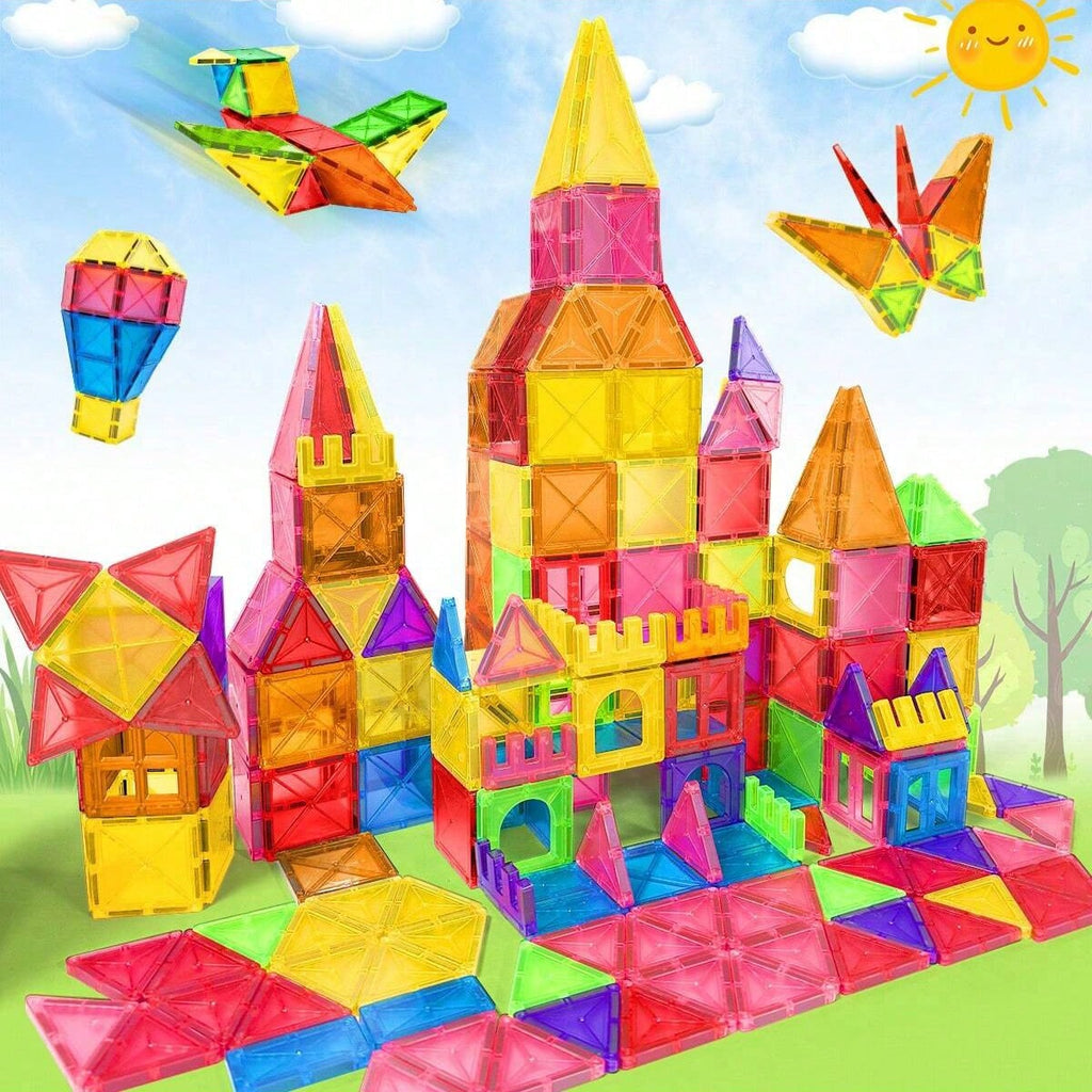 Magnetic Construction Blocks for Kids, Multicolor Building and Stacking Sets for Creative STEM Play, Pretend Scenes and Birthday Christmas Gifts