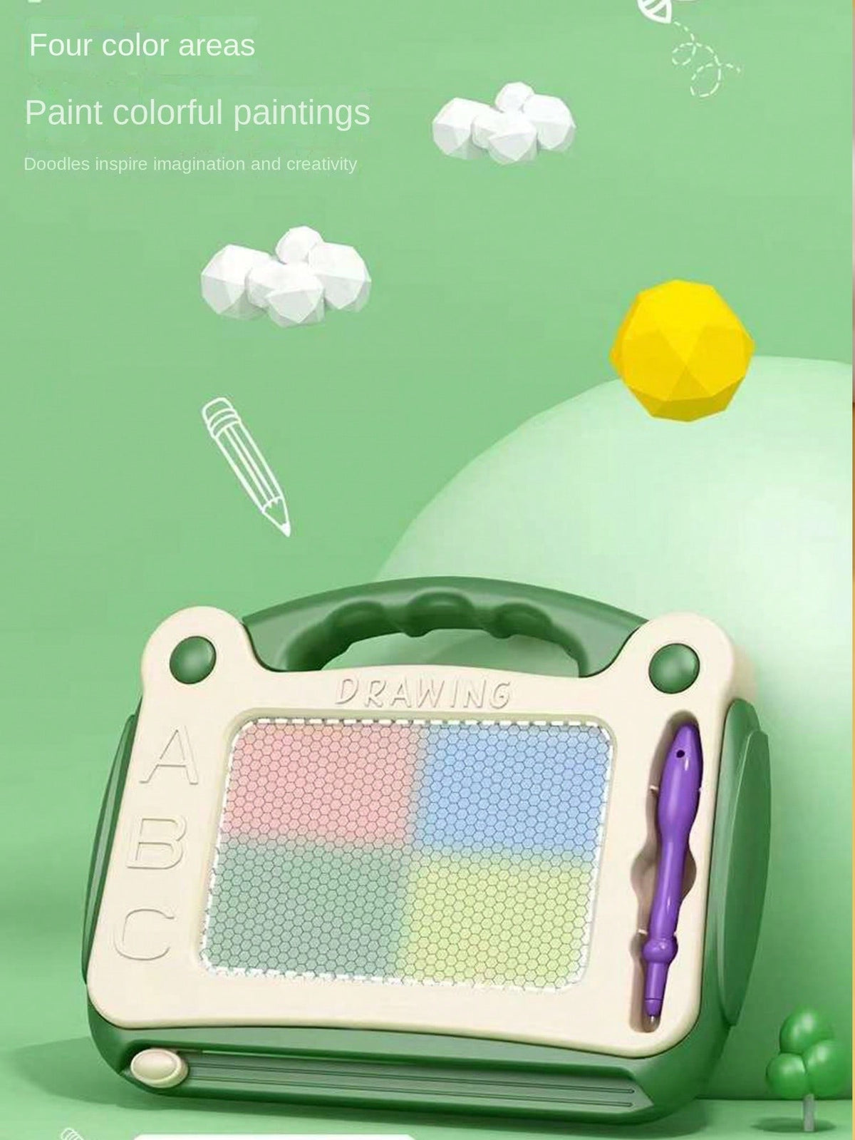 Colorful Magnetic Drawing Board with Stamps for Kids, Small or Large Sketch and Writing Pad in Green, Pink or Blue, Creative Birthday and Christmas Gift