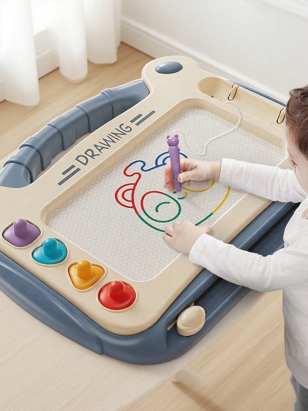 Colorful Magnetic Drawing Board with Stamps for Kids, Small or Large Sketch and Writing Pad in Green, Pink or Blue, Creative Birthday and Christmas Gift