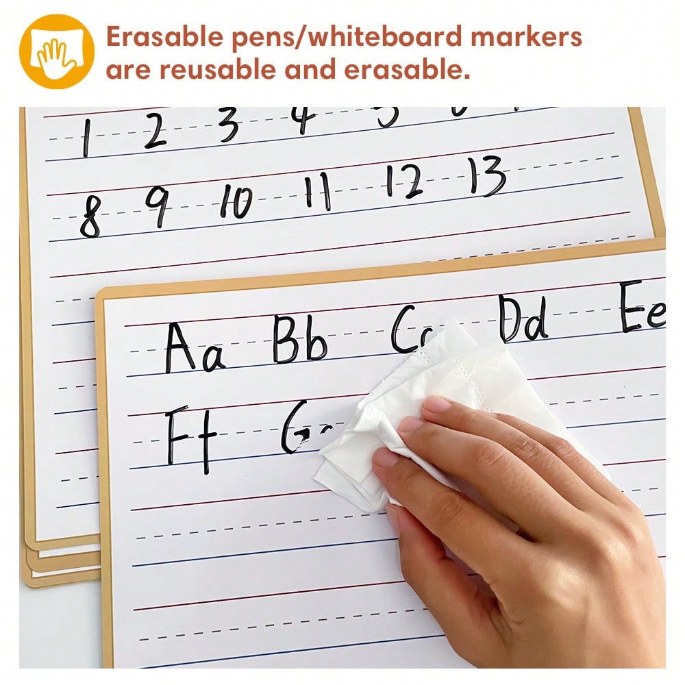 Handwriting Practice Boards for Kids, Double-Sided Dry Erase Lined Writing Cards for ABC Letters, Numbers and Sentences at Home or School