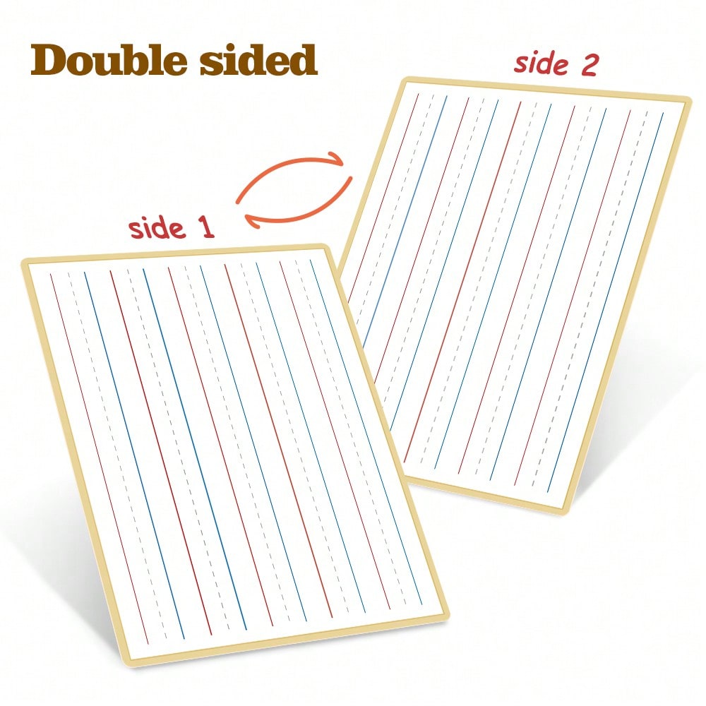 Handwriting Practice Boards for Kids, Double-Sided Dry Erase Lined Writing Cards for ABC Letters, Numbers and Sentences at Home or School