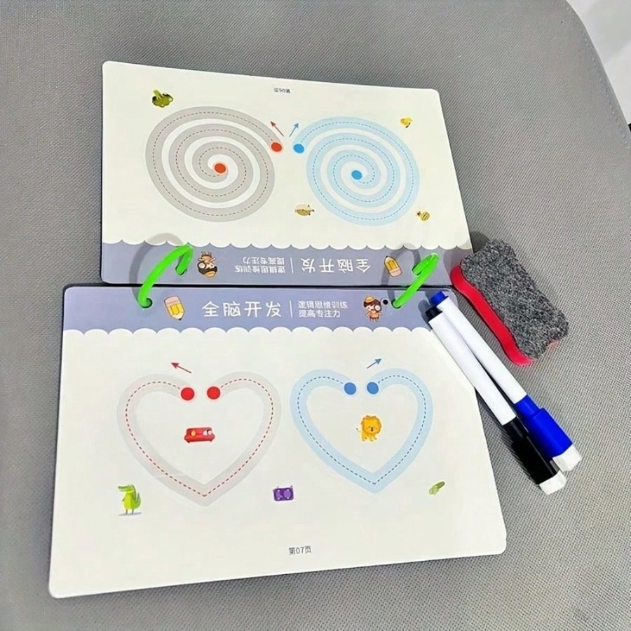 Alphabet and Number Writing Practice Book Set for Kids, Reusable Basic Exercises Workbook for Pen Control, Drawing and Classroom Learning Activities