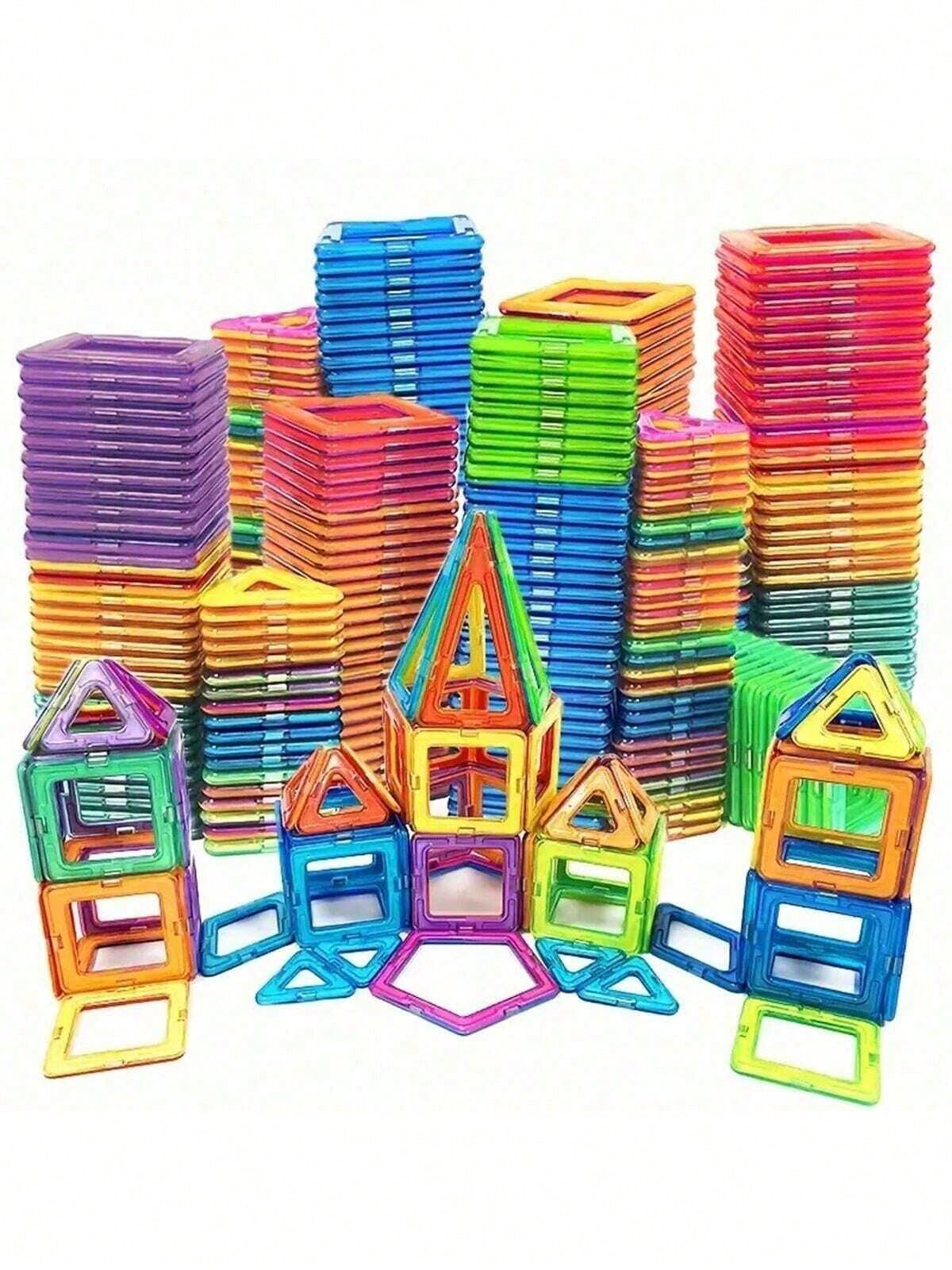 Large Magnetic Building Blocks 92-Piece Set - Multicolor STEM Construction Toy for Creative DIY Learning, Family Play and Birthday Gifts